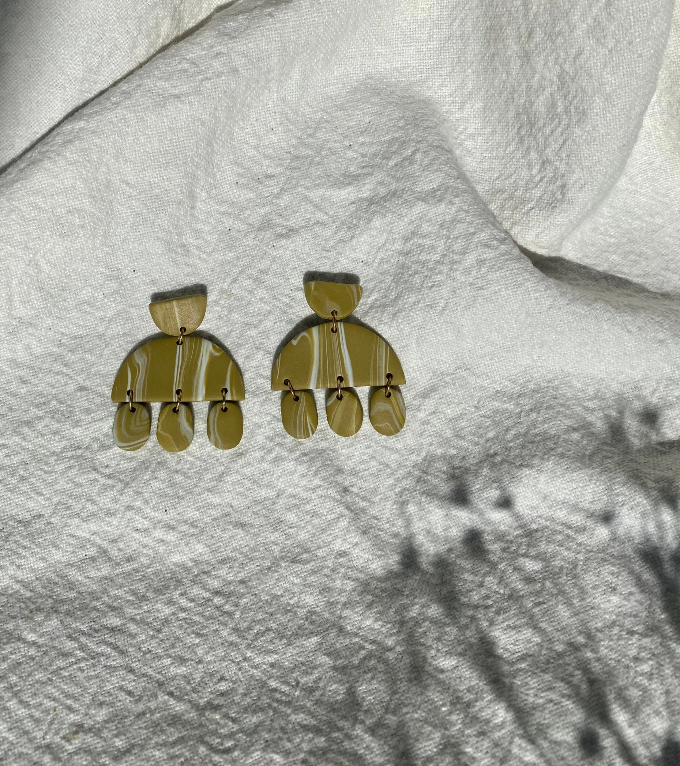 Dot & Dangle Statement Earrings in Olive