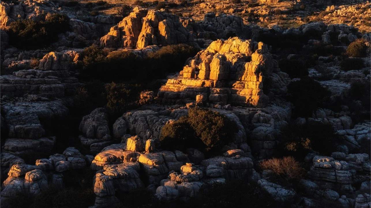 Limestone formation in golden sunset light