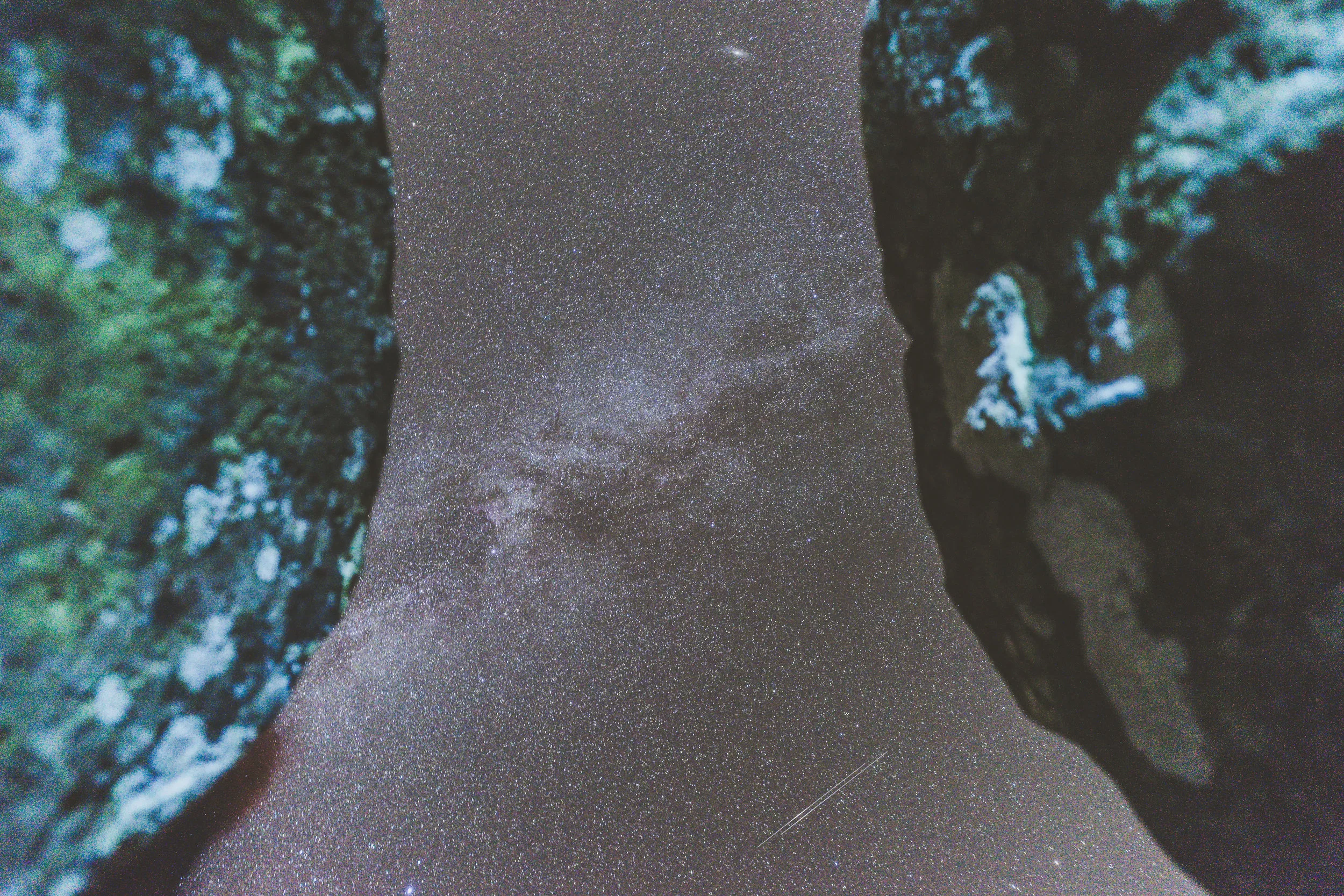 Looking up through ancient rocks