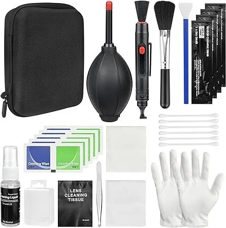 14-in-1 Professional Camera Cleaning Kit Lens Cleaning Kits for DSLR Camera Lenses Filter Mobile Phones with Lens Cleaning Pen, Lens Brush, Rocket Blower, Cleaning Cloth