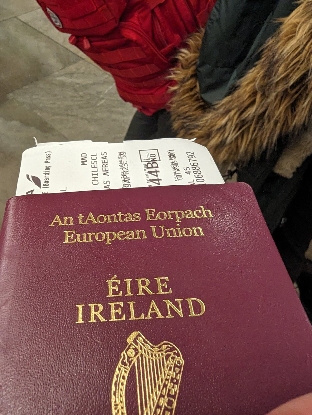 Irish passport on the way to Patagonia