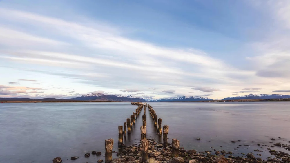 Sunrise at the pier of Puerto Natales