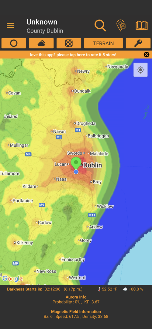 Light Pollution Map overlay