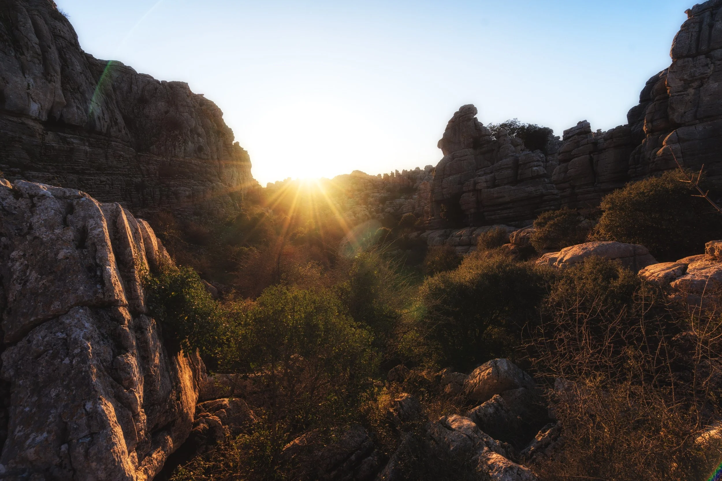 El Torcal limestone landscape at golden hour