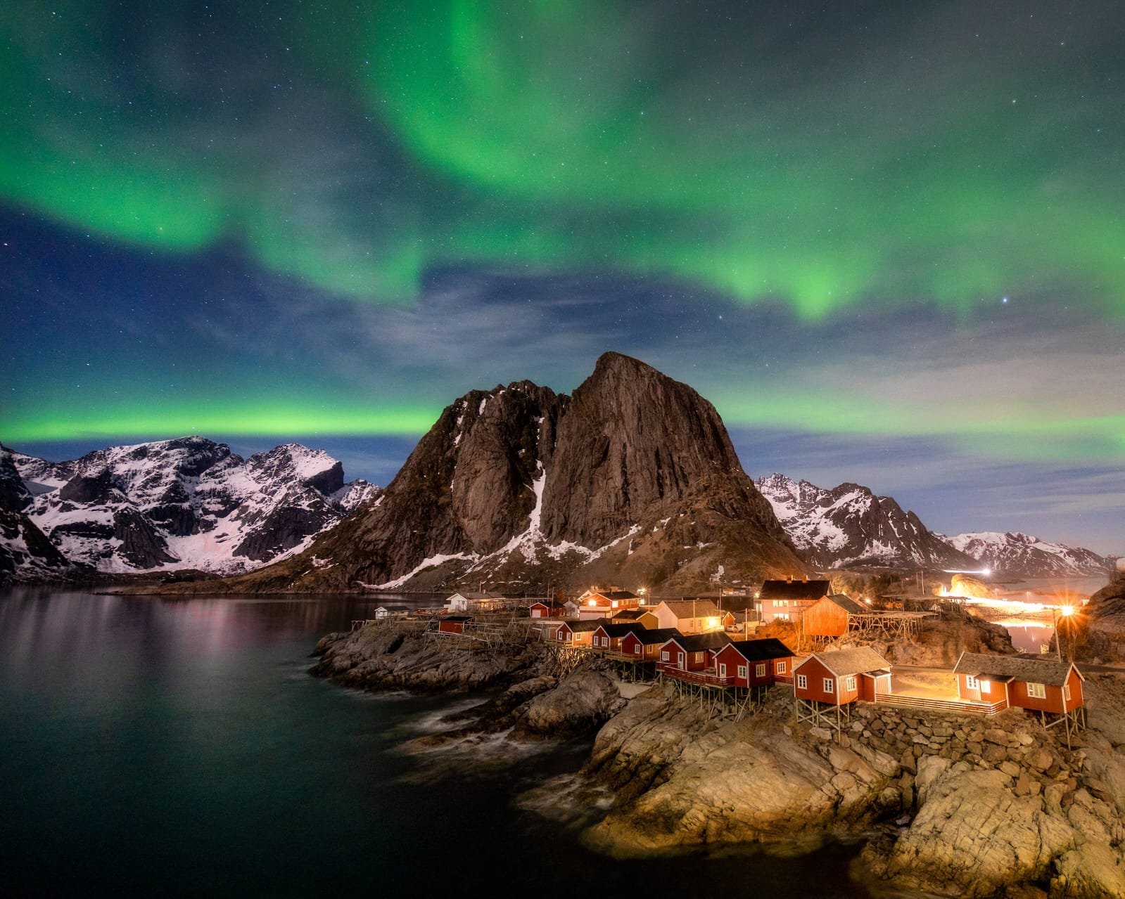 Northern Lights at Hamnøy Bridge