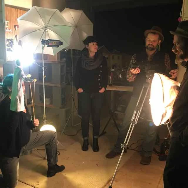Brandee and the crew setting up a shot