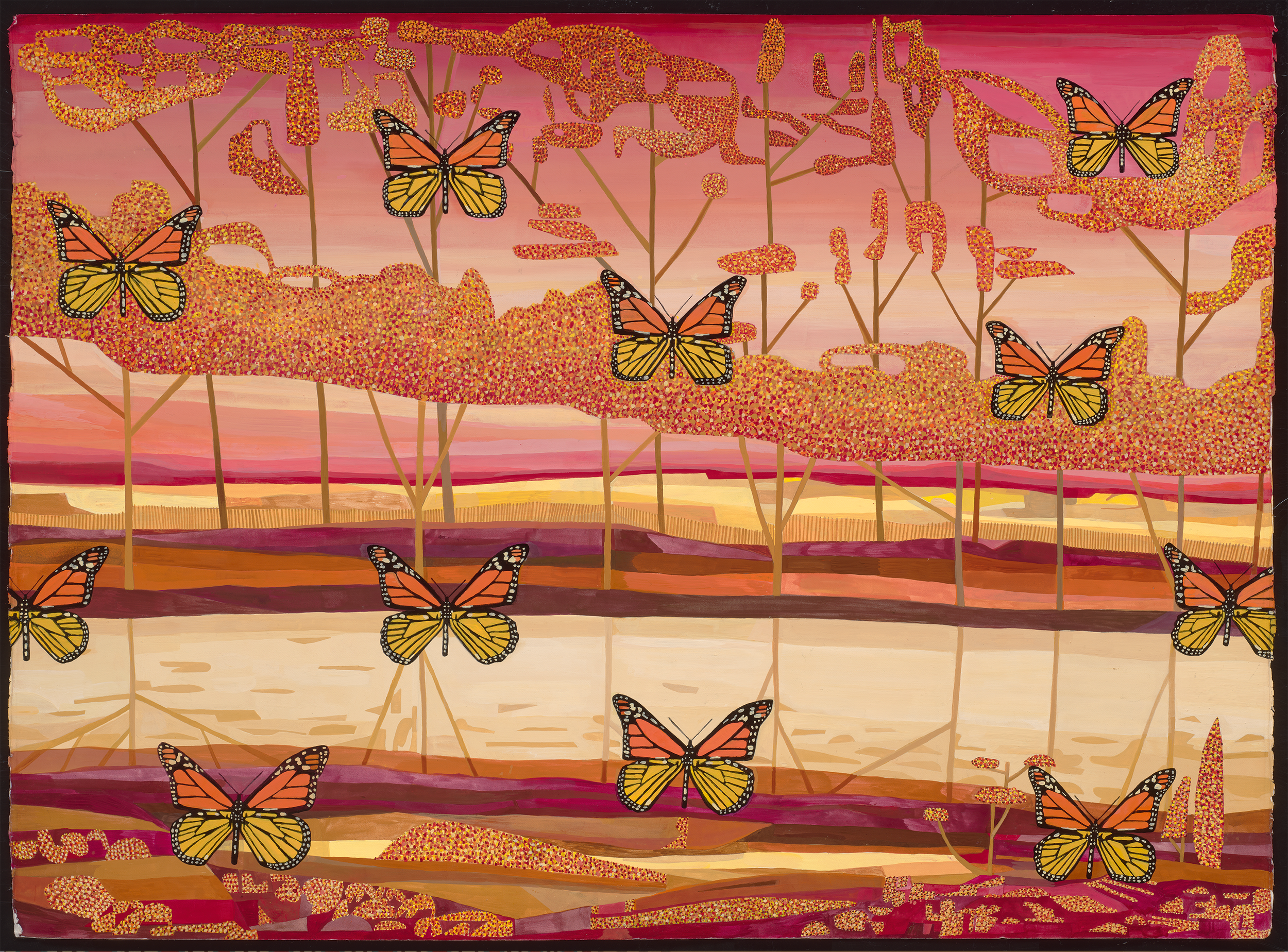 Autumn Light (2021) 22×30in acrylic gouache