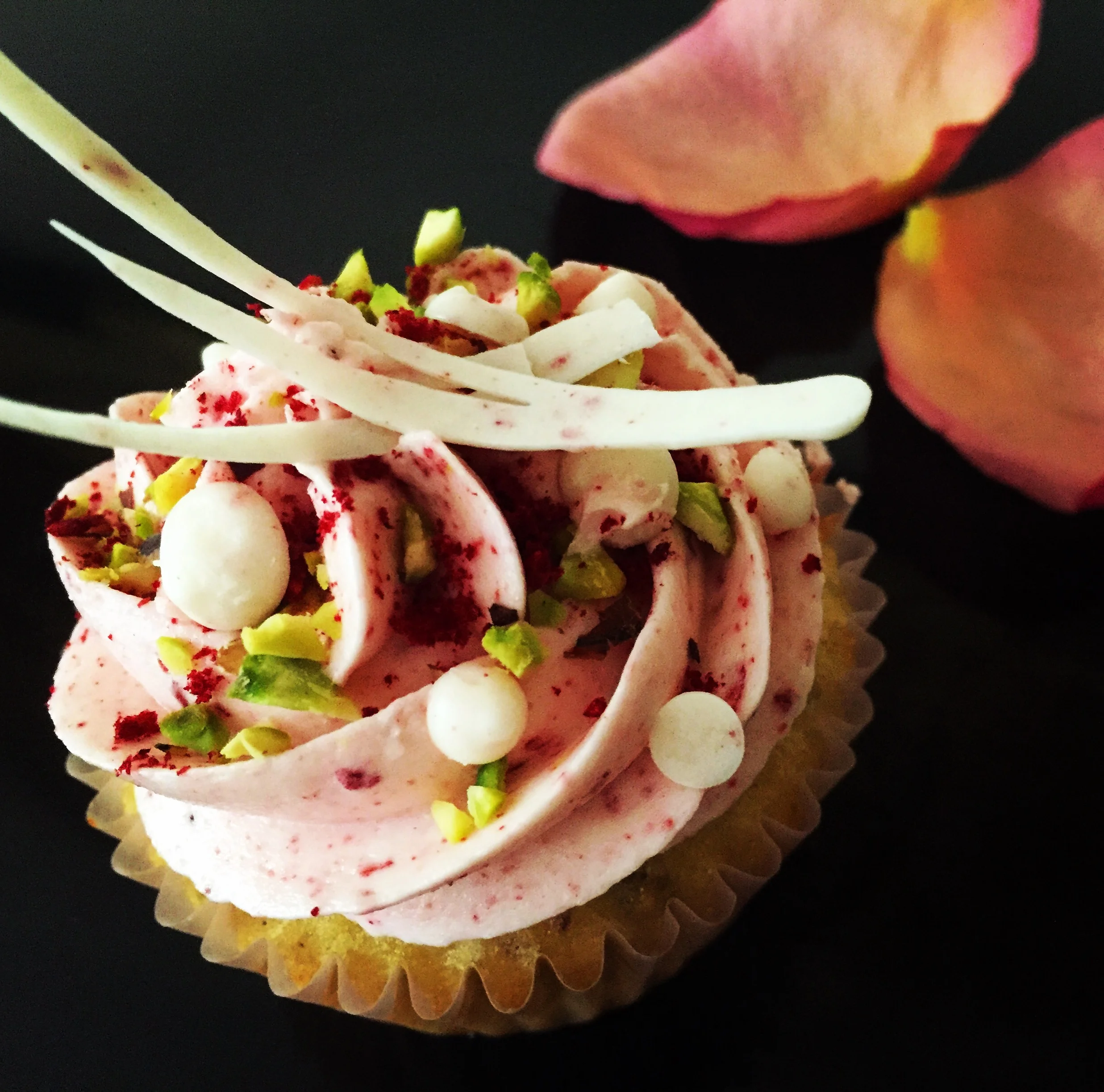 Pistachio Rose Cupcakes with Raspberry Rose Buttercream