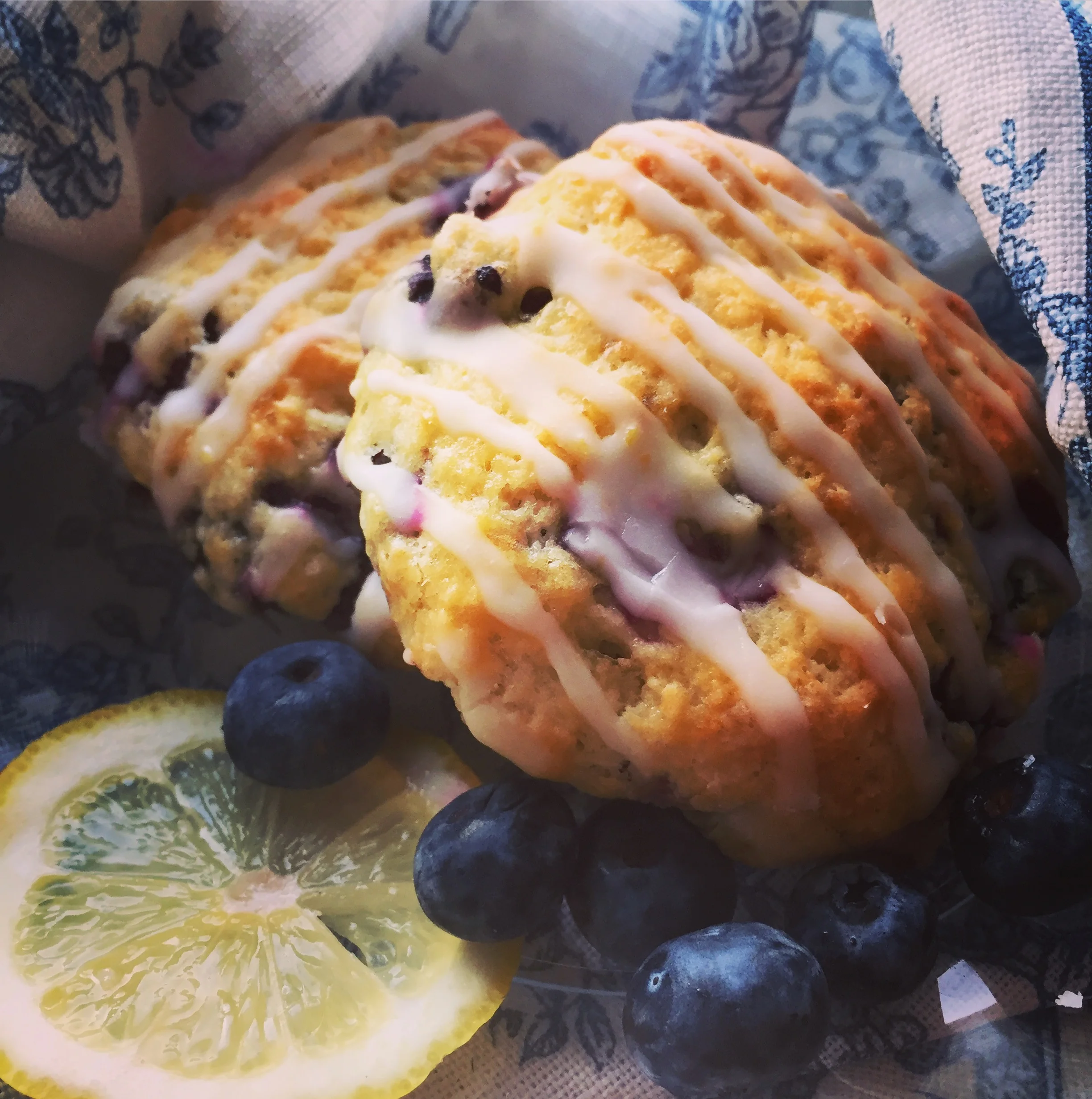 Lemon Bluberry Scones with a Fresh Lemon Glaze