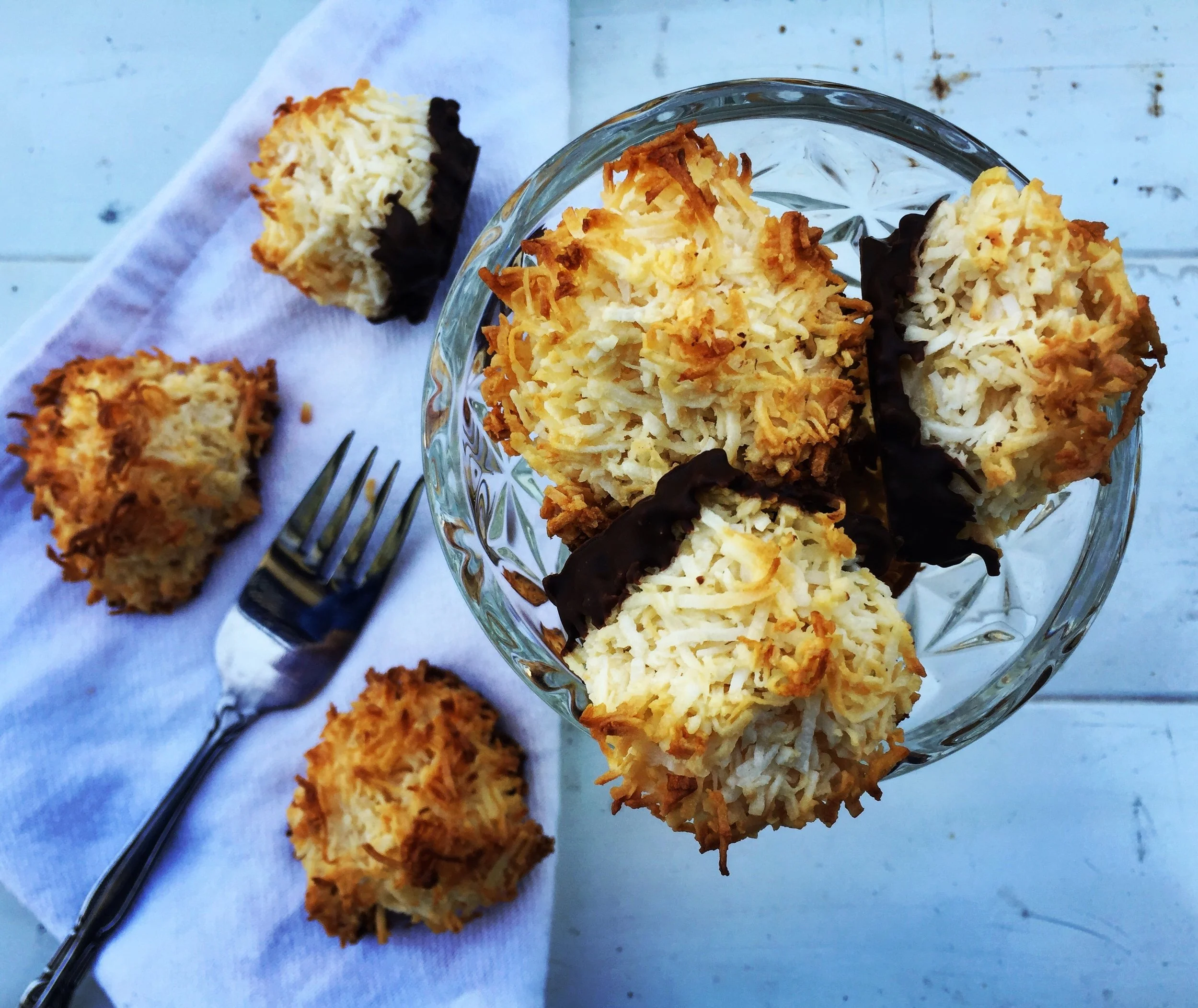 Coconut Macaroons with Dark Chocolate.