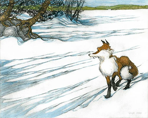 “Good Lookin’” – When a canine holds their chilly paw like this, it melts my heart. The fox intrigues me. Intent, clever, at turns wary, then frisky. What can I say, I just like the guy.