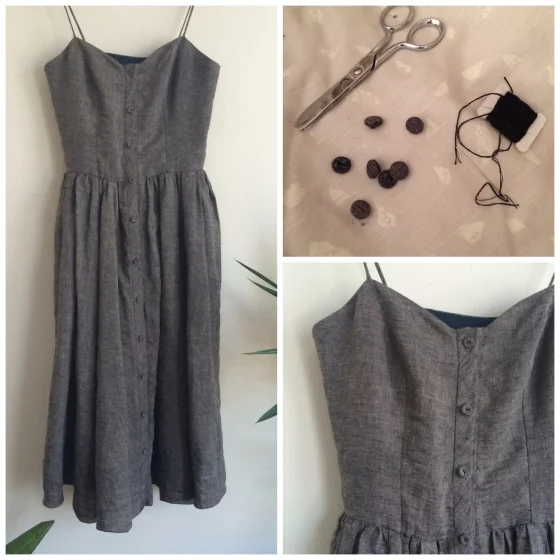 Fabric covered buttons added a nice, high-quality touch to my simple sundress.