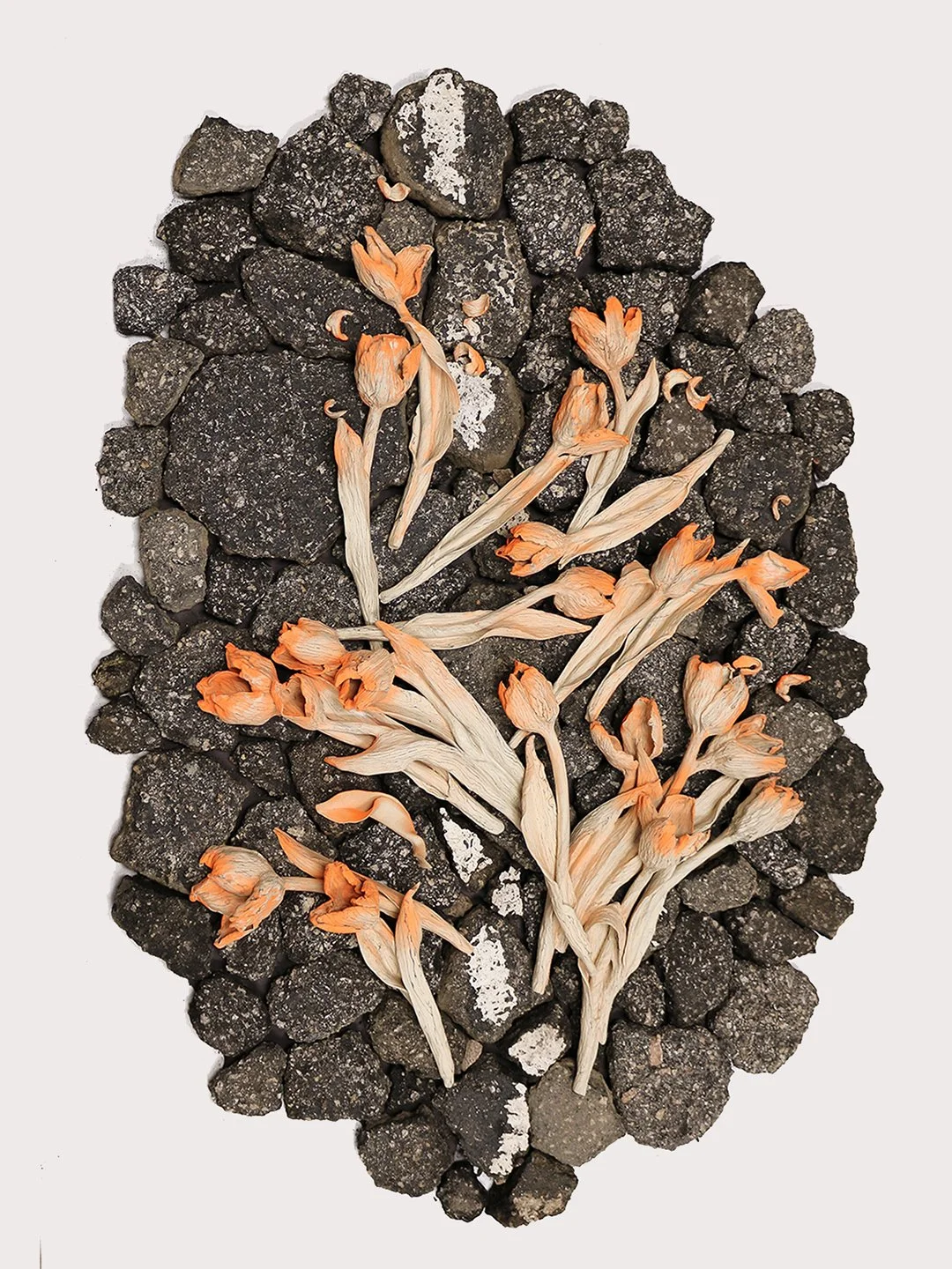 Ghost  | ceramic, asphalt, spray paint, wood |  45x32x5 inches 