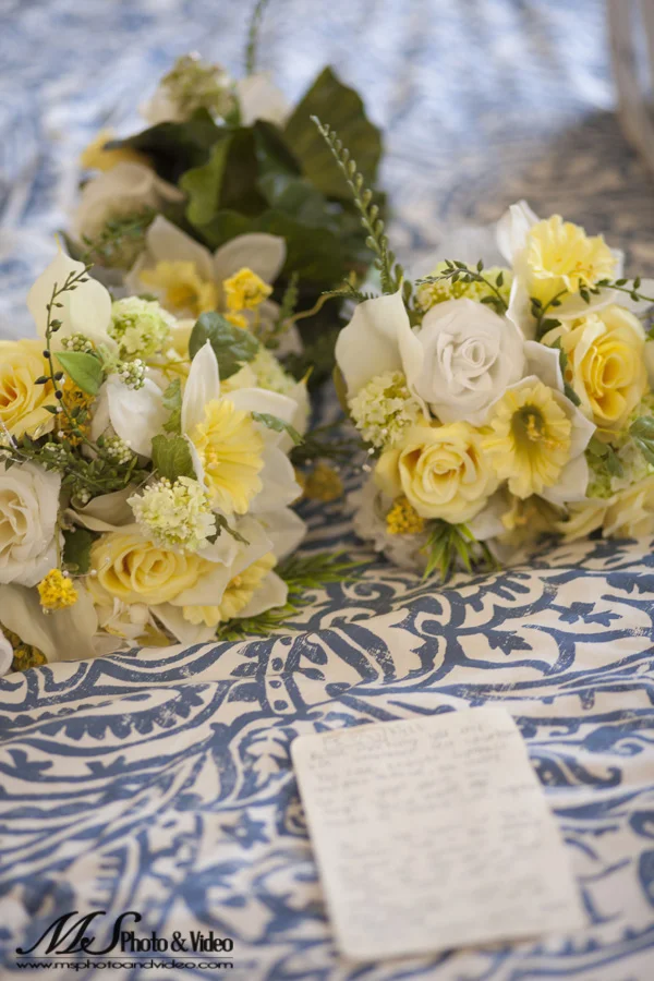 Flowers are set on the table.