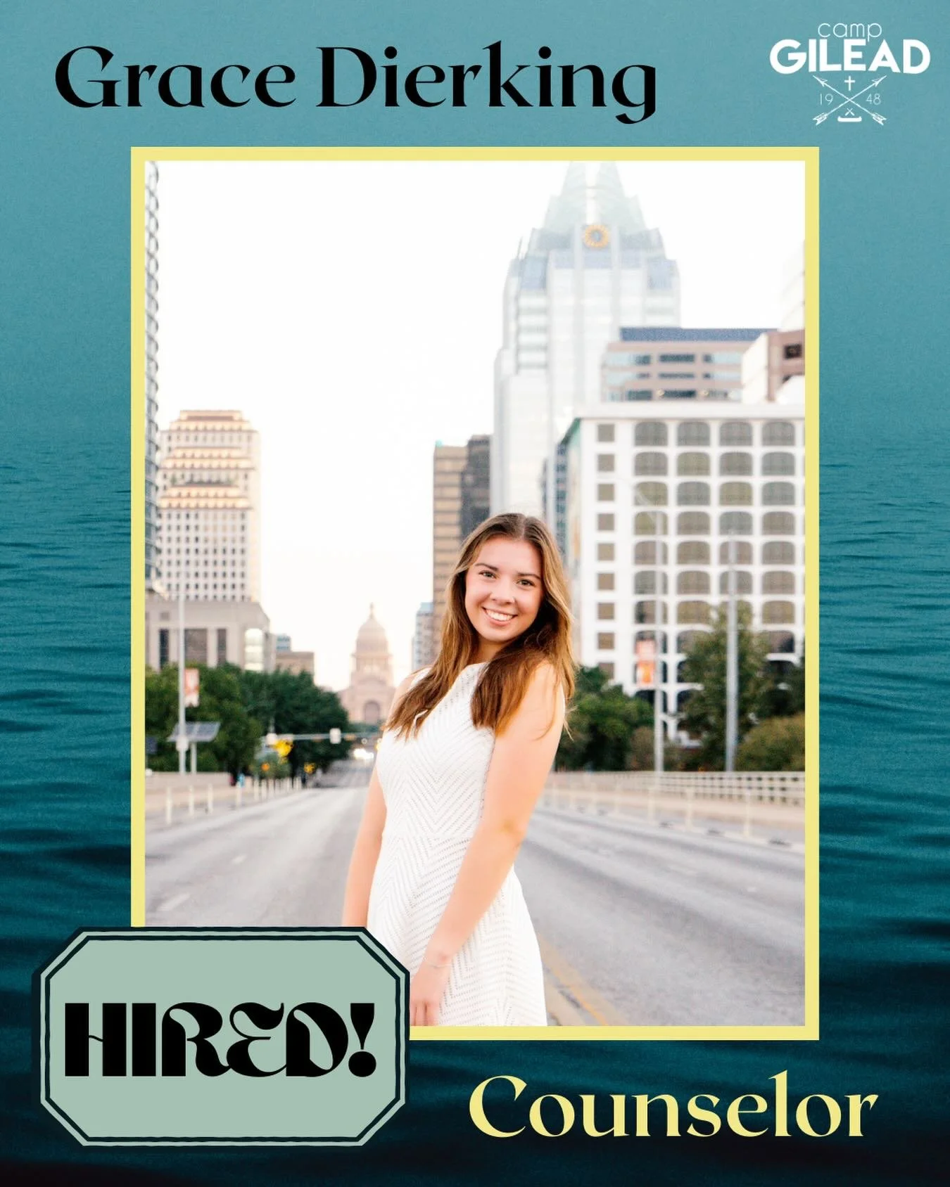 🌊First Summer Staff 2026 Announcement! 🌊 We are pleased to announce that Grace Dierking is hired as a Girls Counselor this summer! Grace grew up going to camp and lived locally until her family moved to Texas several years ago. Now attending Samfor