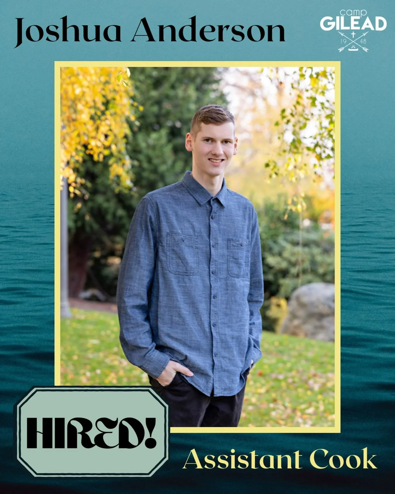 📣WELCOME JOSHUA!📣 We are pleased to announce that Joshua Anderson is officially hired as an Assistant Cook for the Summer 2026 Staff! Joshua began attending as a camper a couple years ago and got to help serve breakfast one morning, and loves it so
