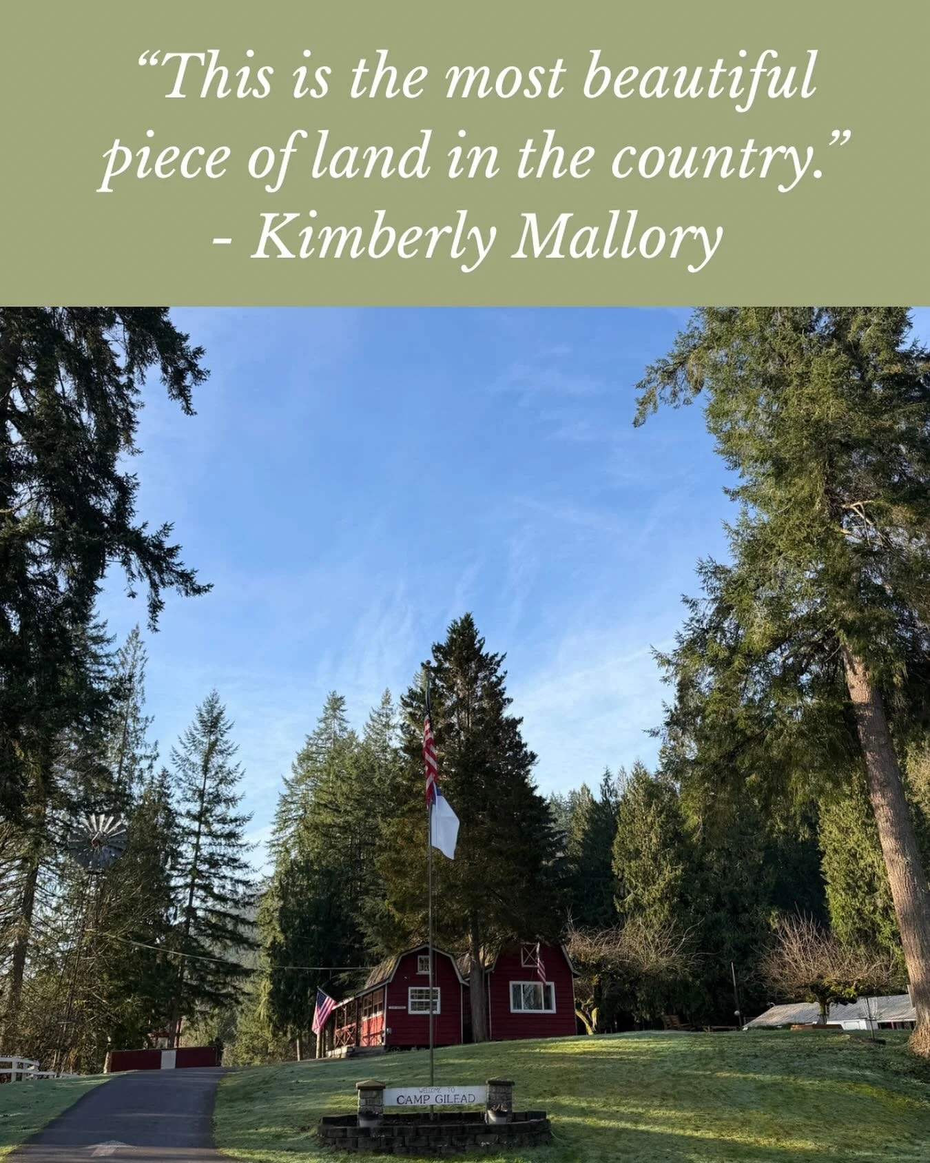 &ldquo;This is the most beautiful piece of land in the country.&rdquo; - Kimberly Mallory ✨ Camp Gilead is a beautiful place where God does wonderful things, and Kimberly&rsquo;s home that she loved. What is your favorite spot at camp that you miss m