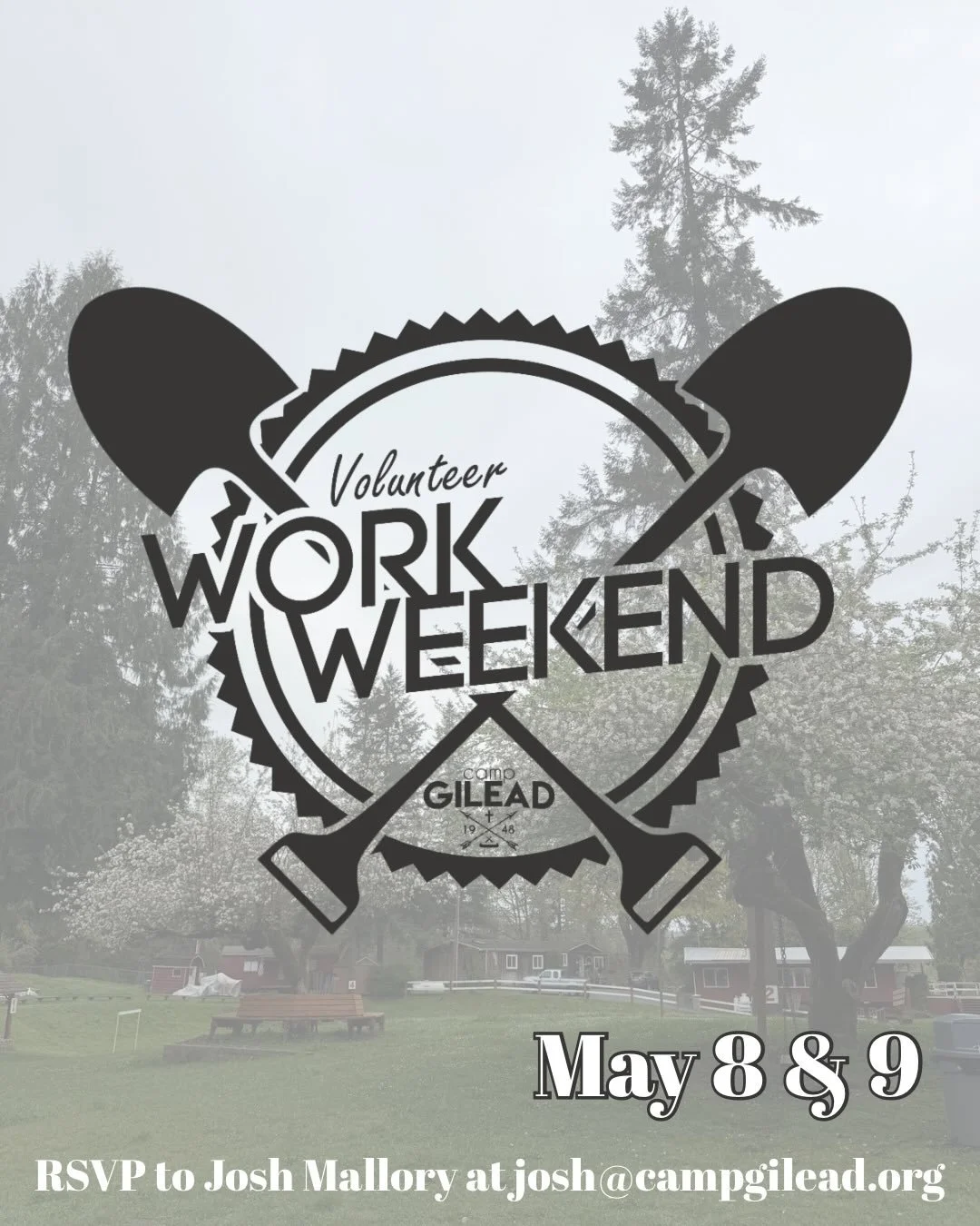 COMING SOON! 🫡 The Volunteer Work Weekend is coming soon on May 8 &amp; 9. RSVP to Josh Mallory at josh@campgilead.org and help with some much needed projects at Camp Gilead! 💪🏼 The Spring Hymn Sing is coming not long after on May 14 @ 10:30 AM, a