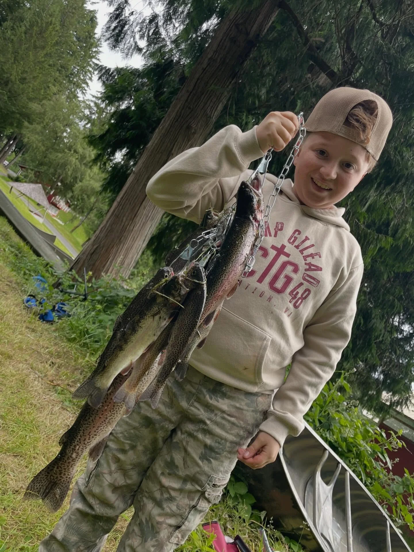 Father Son Fishing Retreat is HERE! 🎣 There&rsquo;s a couple more chances for fishing today between meals and chapels, but the sons got first pick early this morning! 🐟