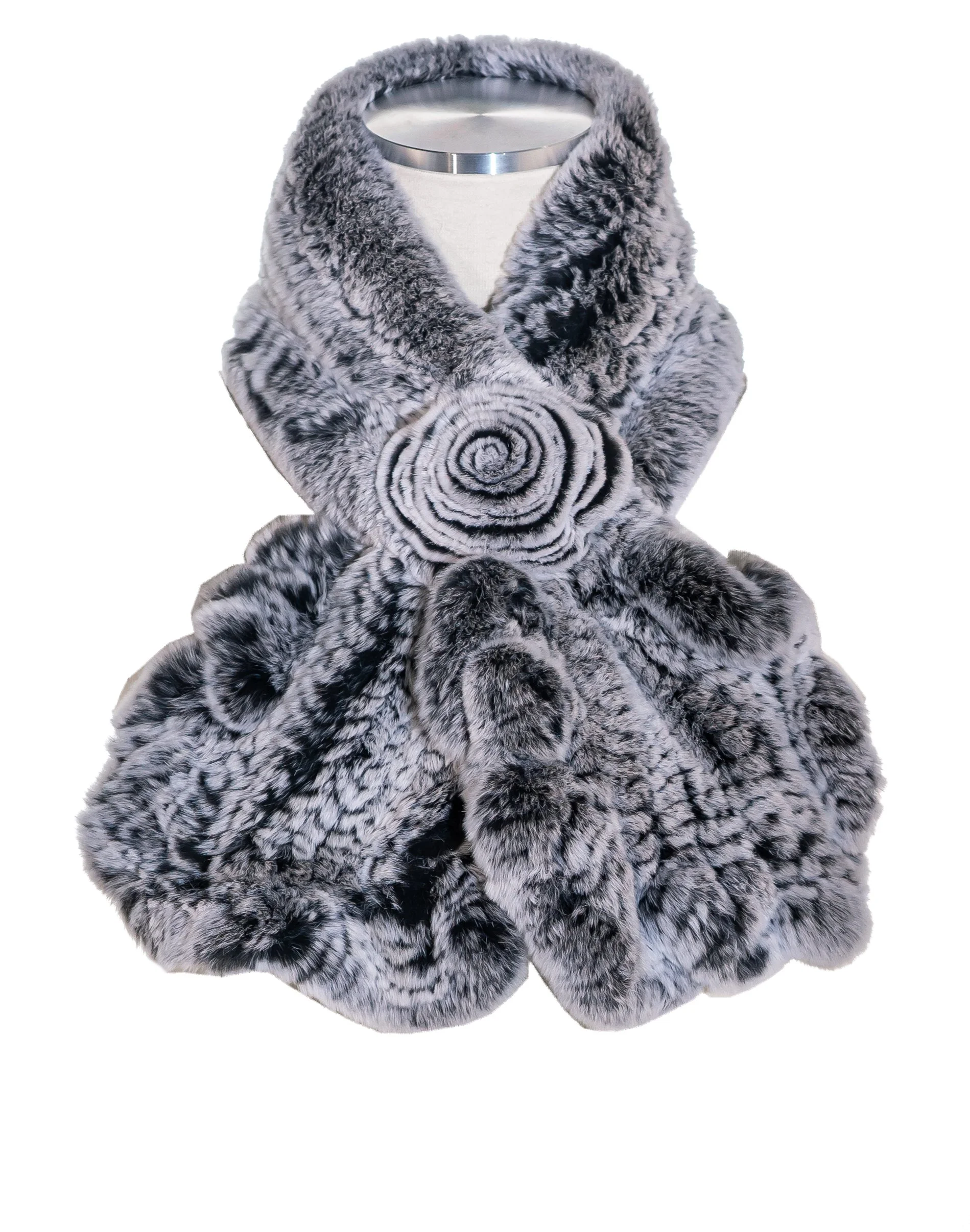 XSCARF - Knitted Rex Rabbit Scarf -Snow Top