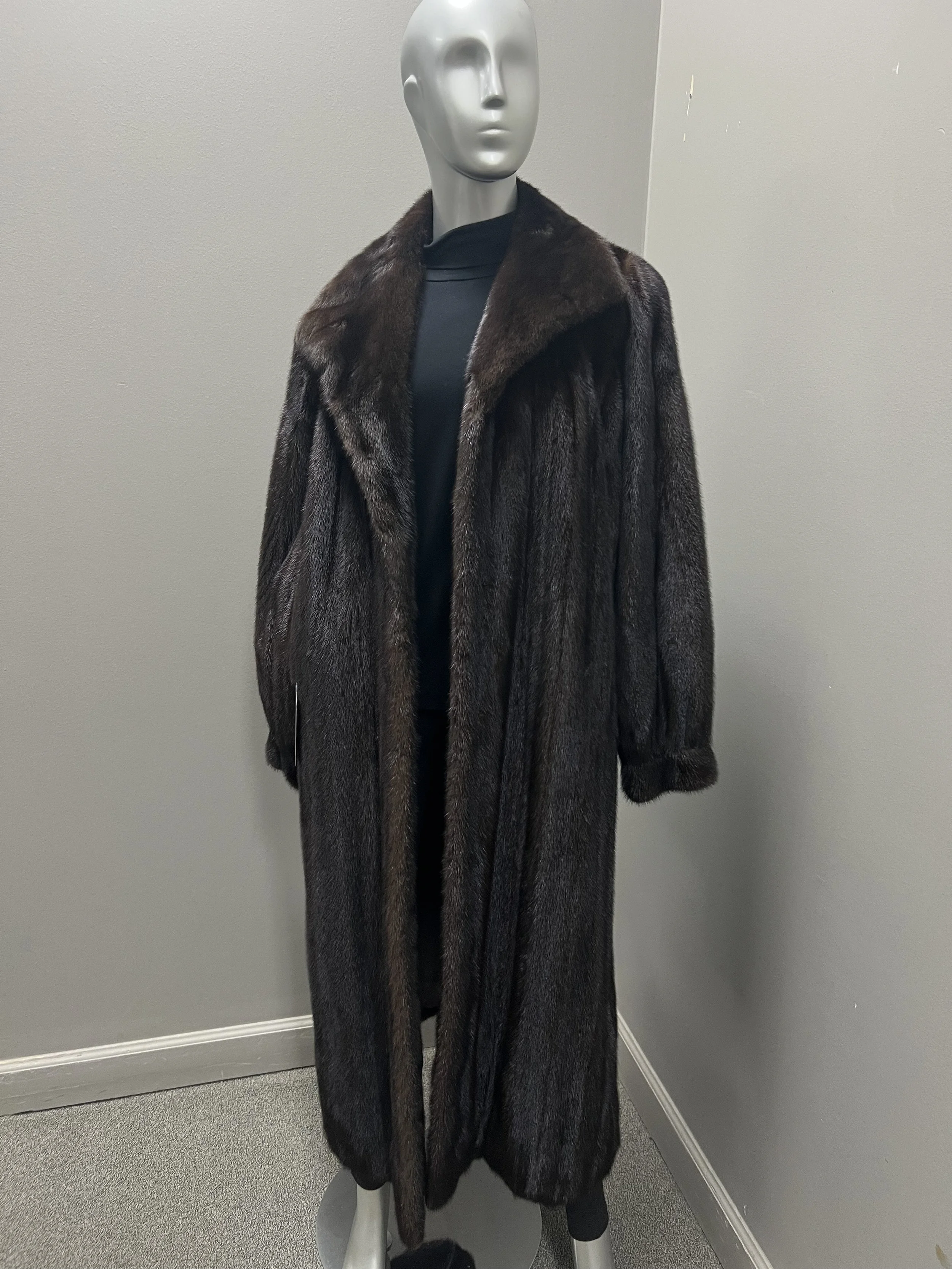 1386CC Mahogany Mink Full Length Coat L