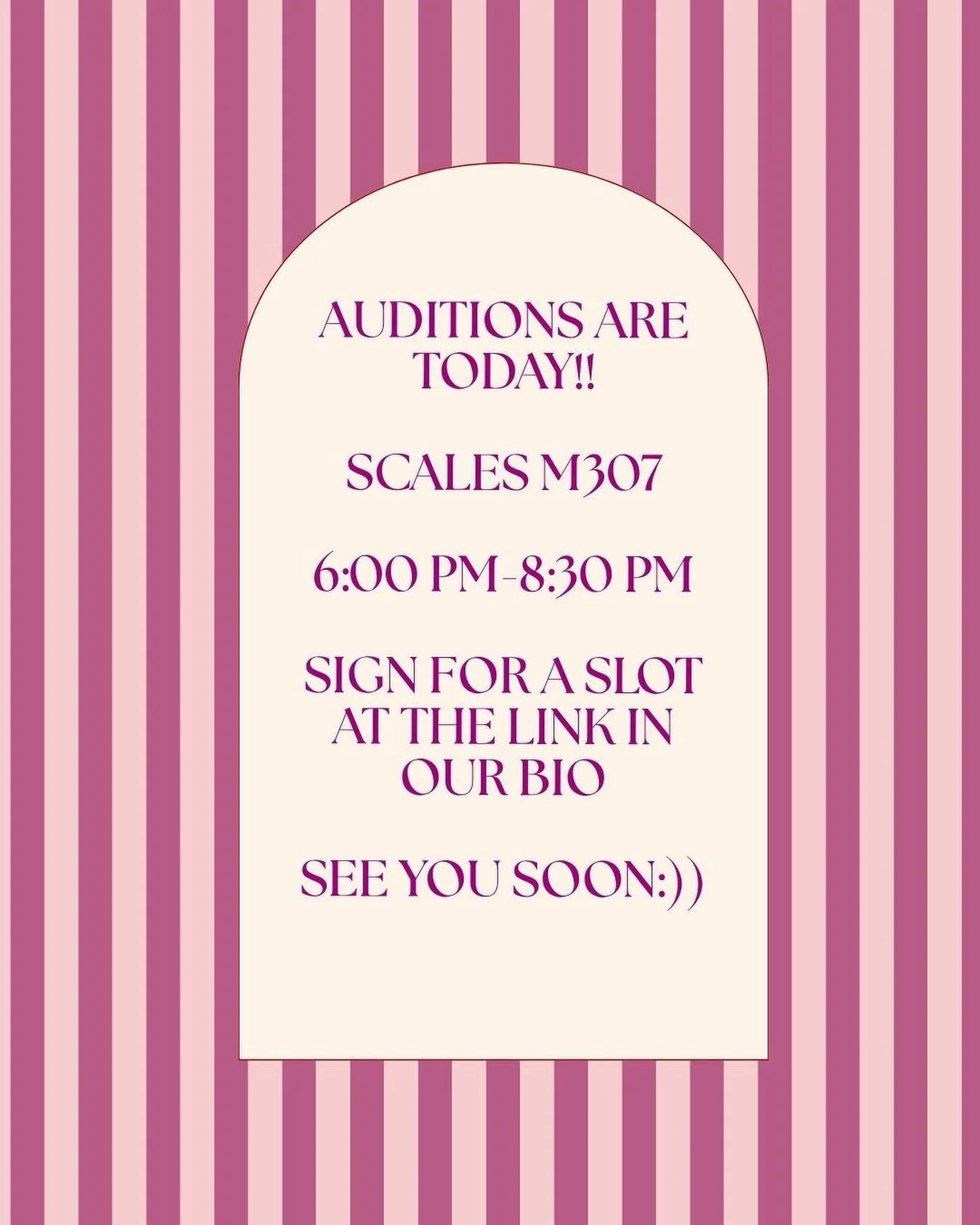 Today is the day! Auditions are happening this afternoon and we couldn't be more excited! Use the link in our bio to sign up for a slot🤍