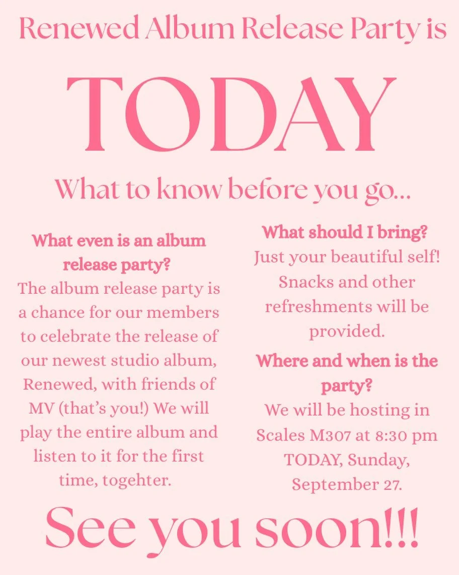 Today&rsquo;s the day! See you at 8:30- we can&rsquo;t wait for you to hear our album! 💿🥳