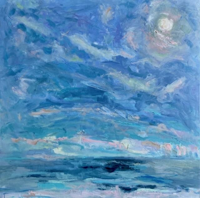Blue Splash, Pink Clouds 30x30 oil