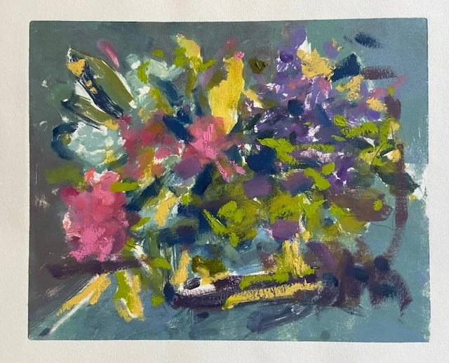 Flowers from the garden monotype framed