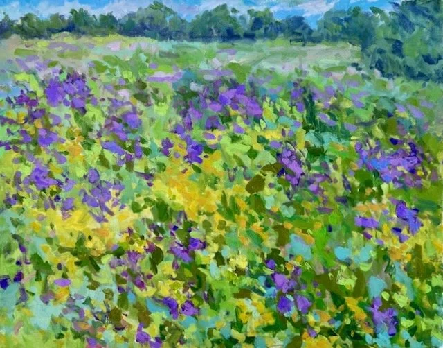 Spring, Violets Hillside 16x20