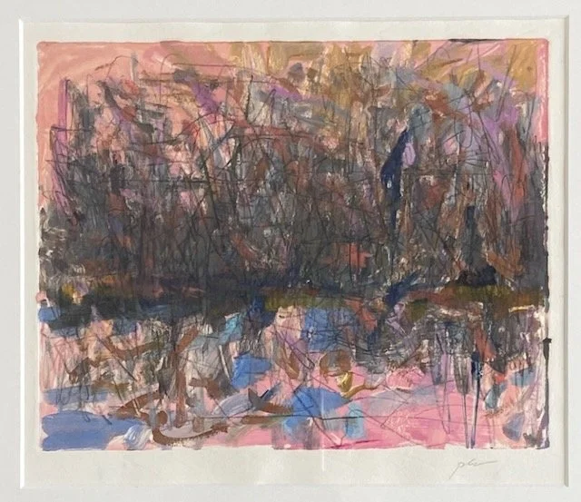 Lake, Glow 10.5 x8"  oil, golden oil, graphite  Framed 18"x20"