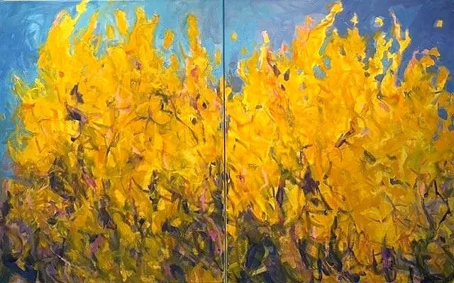 Forsythia diptych 24x30 
