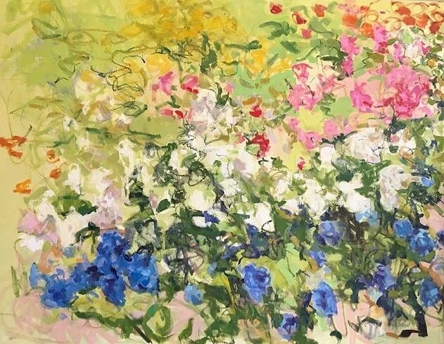 My Garden, In Bloom 36x48 Oil, Mixed Media