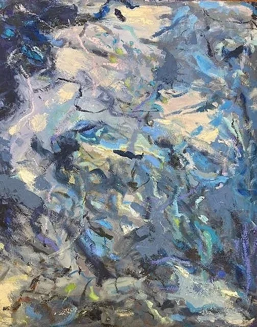 Night Swimming  30x24 Oil, mixed media 