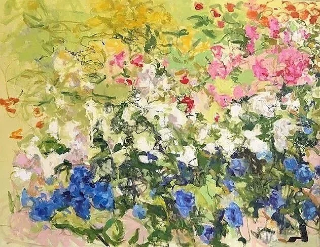 My Garden, In Bloom 36x48 Oil, Mixed Media