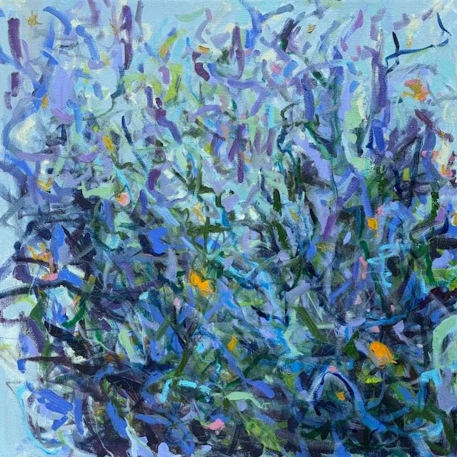 Lavender, Blues 30x30 Oil, acrylic, graphite