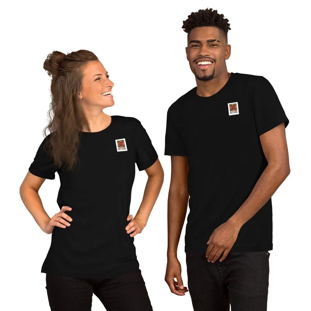 Black T shirt small Palestine Musuem logo
