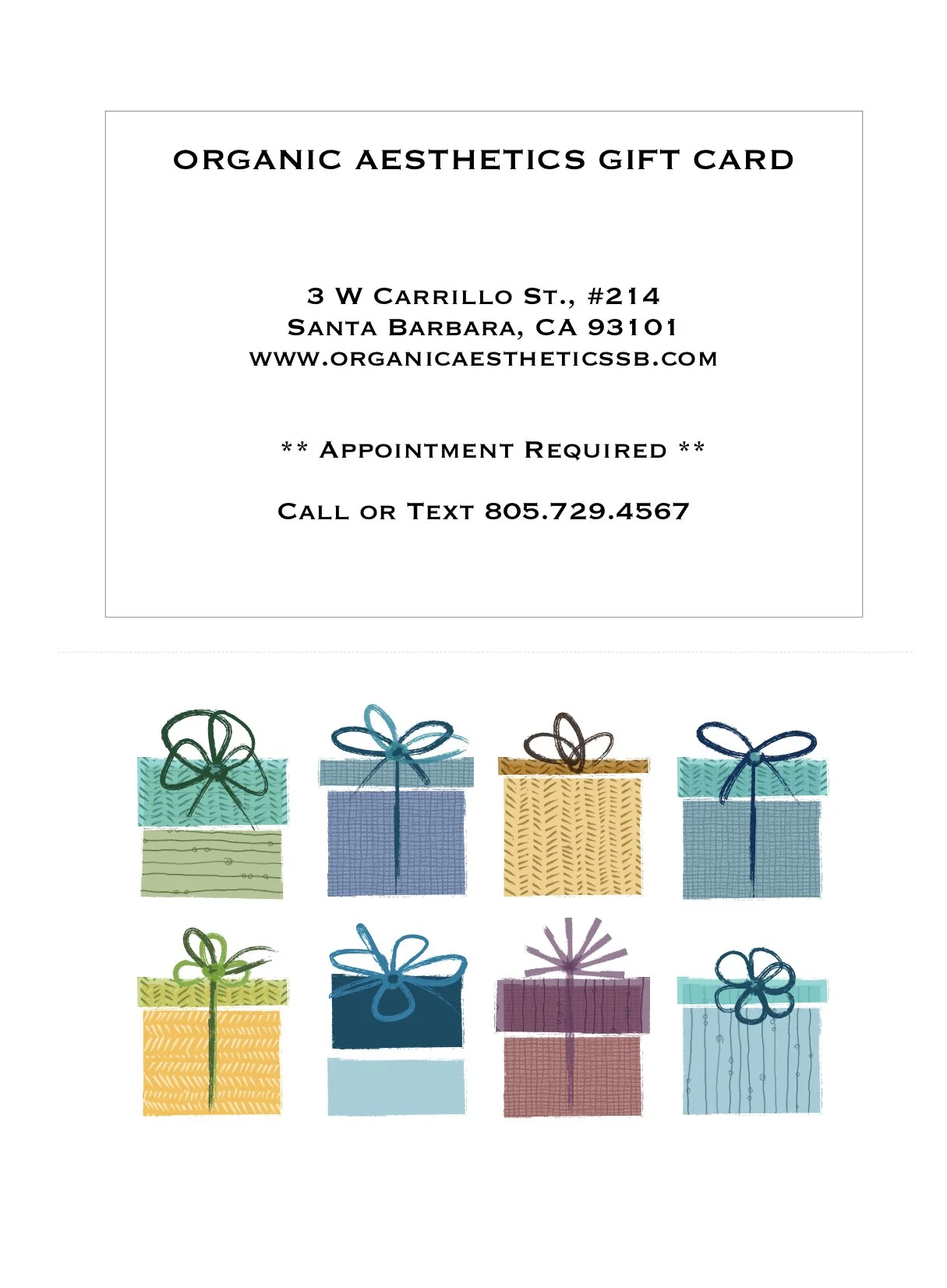 ORGANIC AESTHETICS GIFT CARD