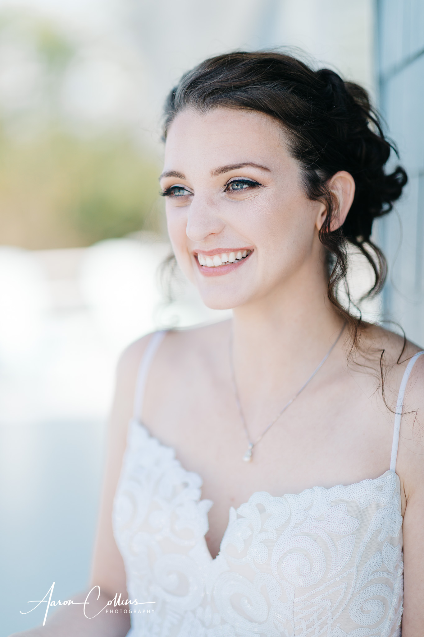 Happy Bride just before the blind gift exchange before their wedding.