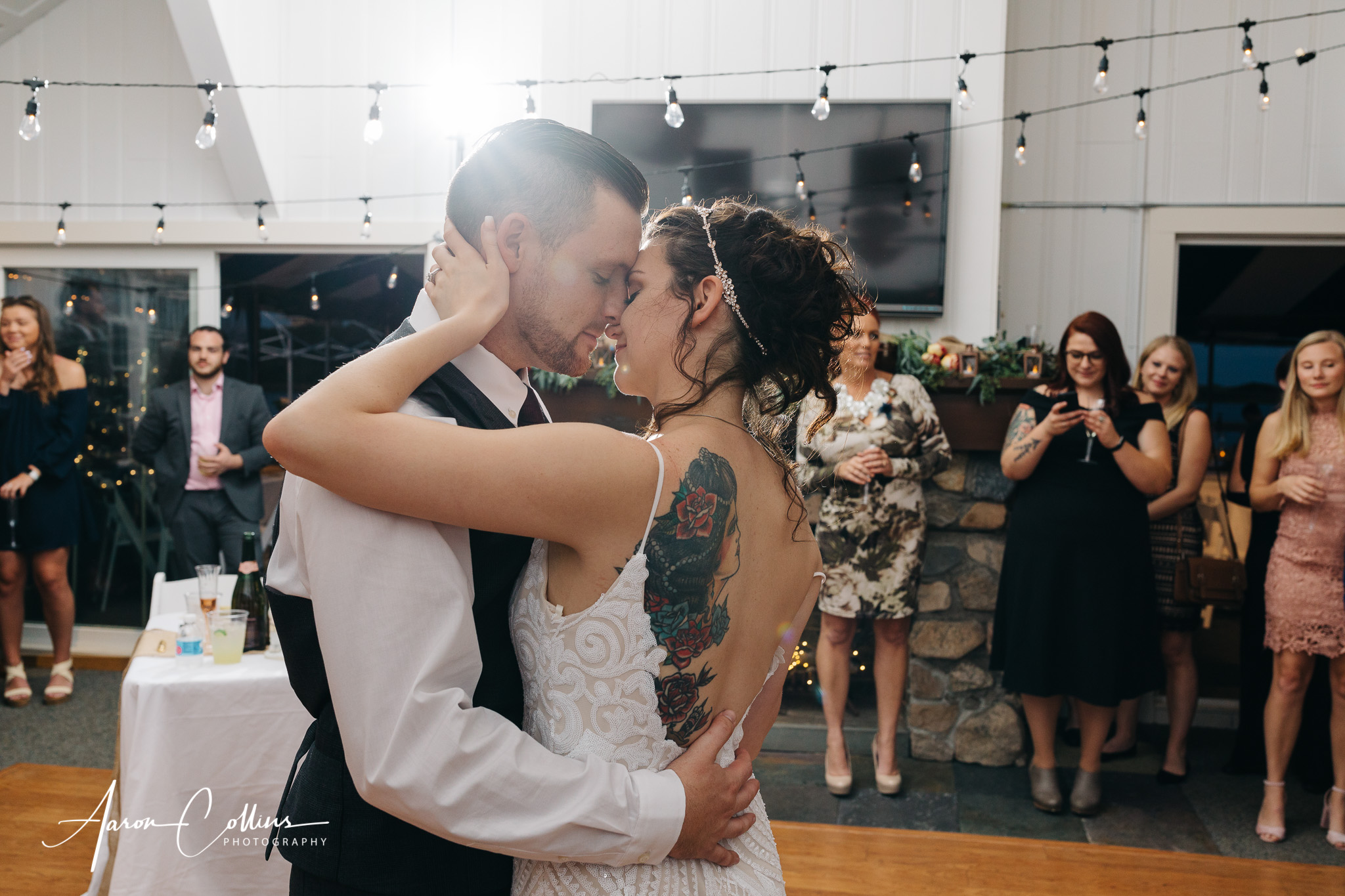 First dance of bride and groom at block island maritime institute.