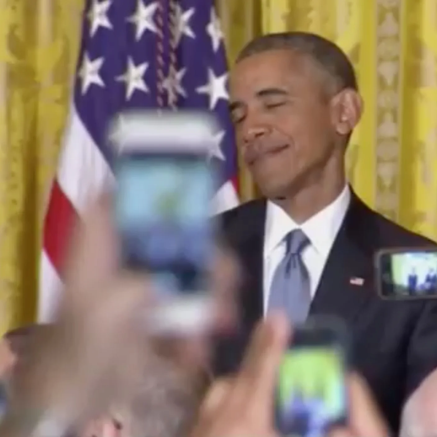 Screenshot of Obama’s face when getting heckled by a transgender illegal alien activist whom his administration invited to the White House to celebrate “LGBT Pride Month” June 2015.