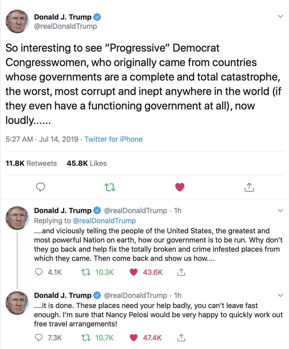 Trump’s beautiful tweets from Sunday morning.