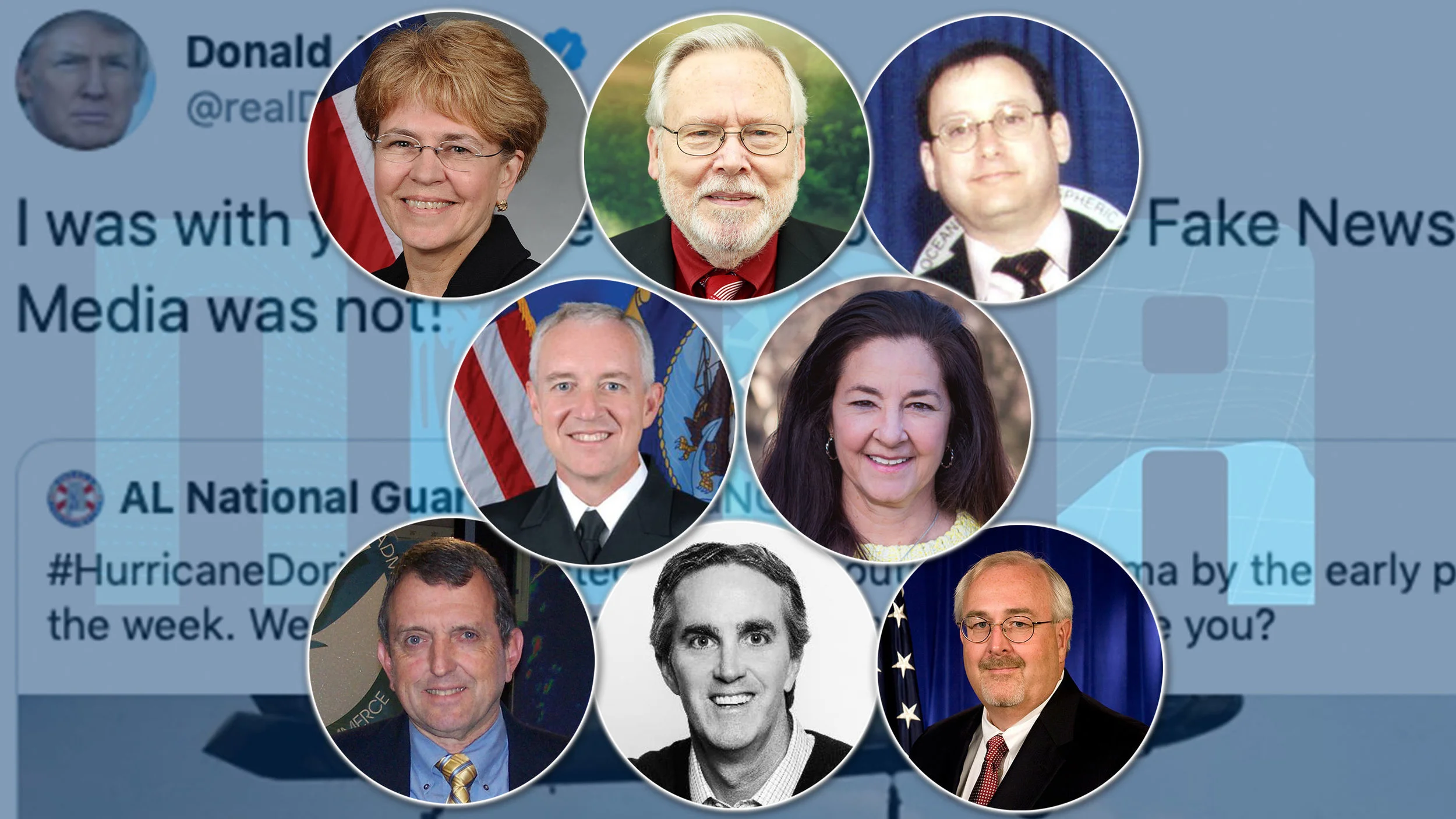 Portraits of former “weather officials” who’ve bashed Trump and the NOAA for telling the truth despite NWS Birmingham’s attempt to contradict Trump.