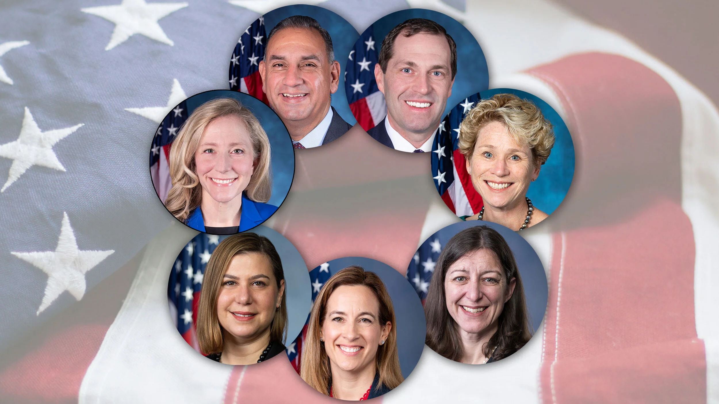 Seven Democrats, mostly female, sign-onto an op-ed in Washington Post (where “Democracy Dies in Darkness”) pretending to care about national security and the Constitution in criticizing Trump for some stupid accusations against him. See story above. Names (from top left): Gil Cisneros, Jason Crow, Chrissy Houlahan, Elaine Luria, Mikie Sherrill, Elissa Slotkin and Abigail Spanberger