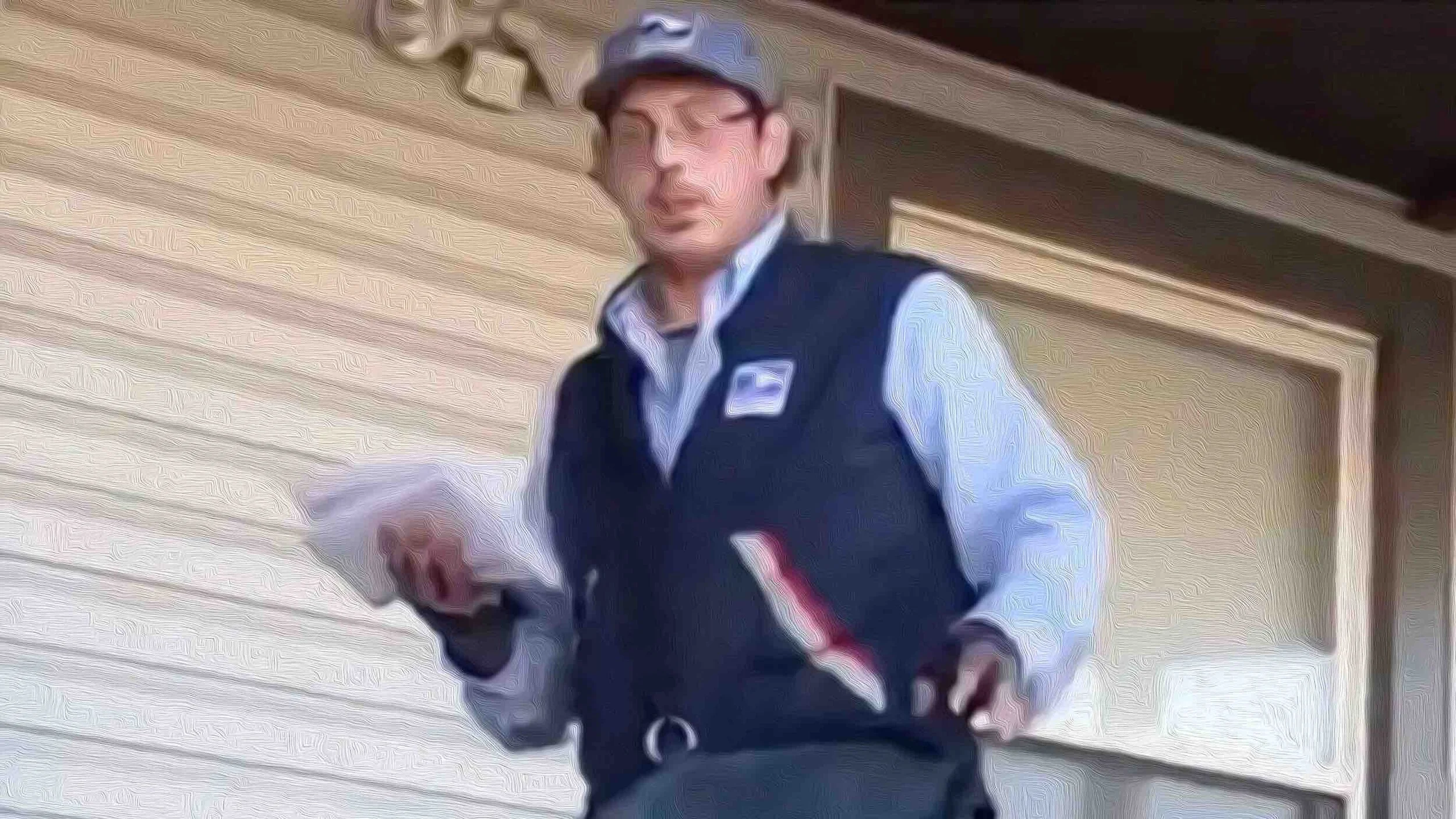 Cropped, photoshopped screenshot of a photograph of USPS whisleblower Richard Hopkins