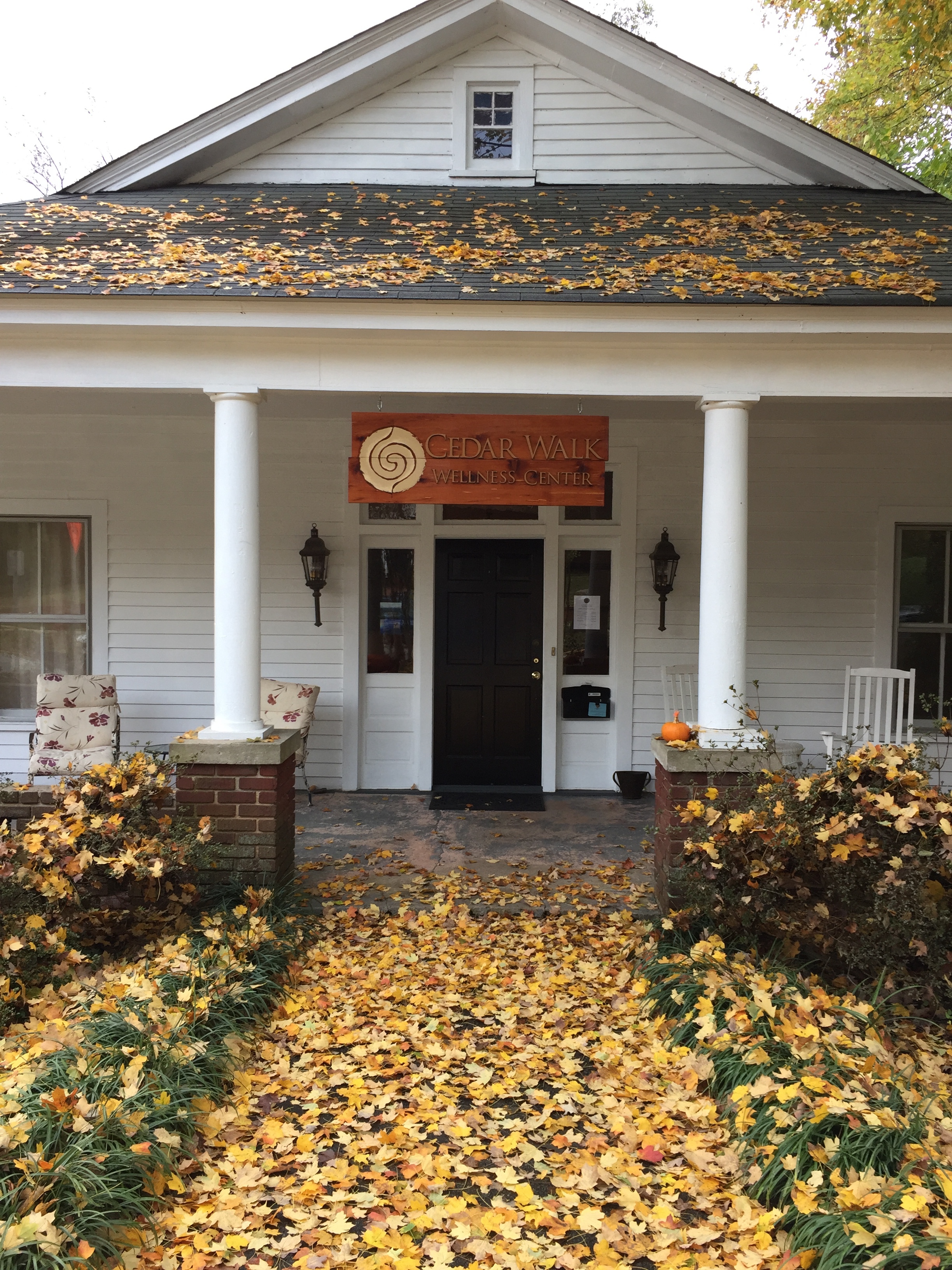 exterior view of cedar walk wellness center in the fall, Hillsborough NC