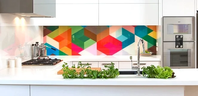 printed glass splashback
