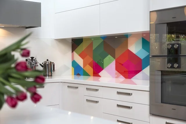printed glass splashback