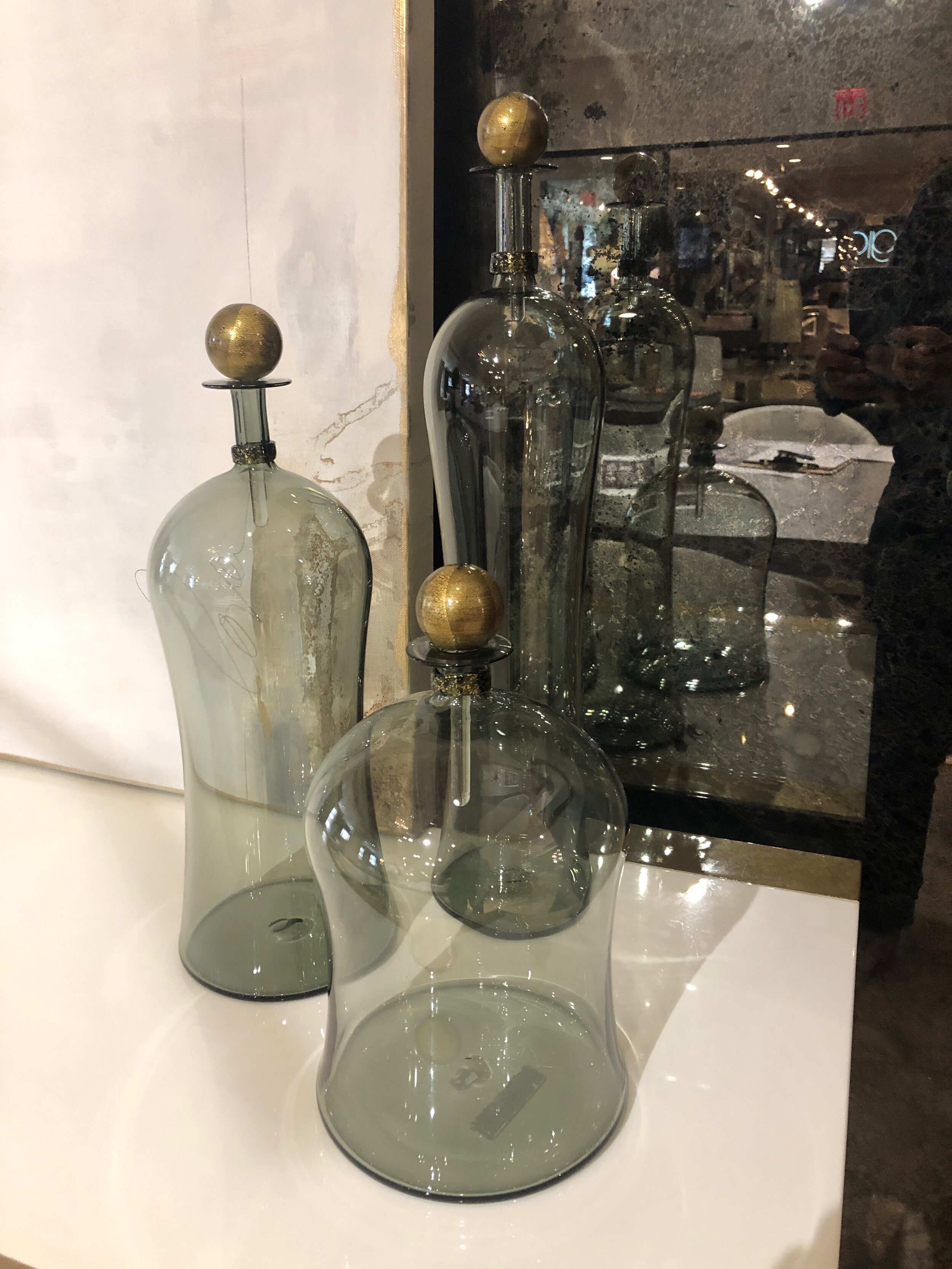 VV Olive Handblown Jeweled Bottles.JPG