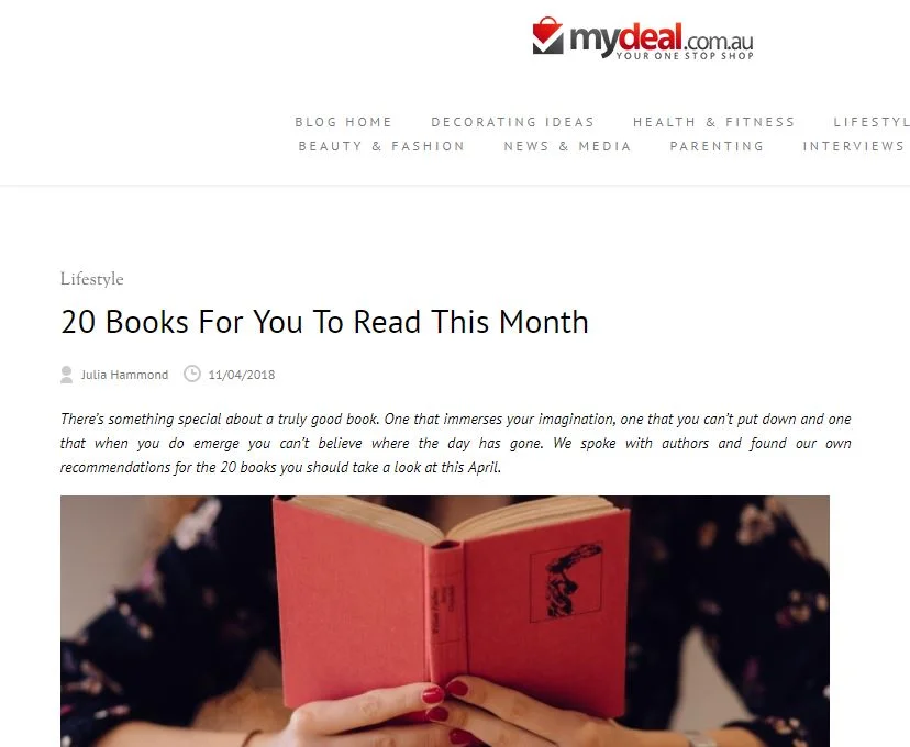 I'VE BEEN FEATURED: MyDeal.com.au blog on 20 Books to Read this Month